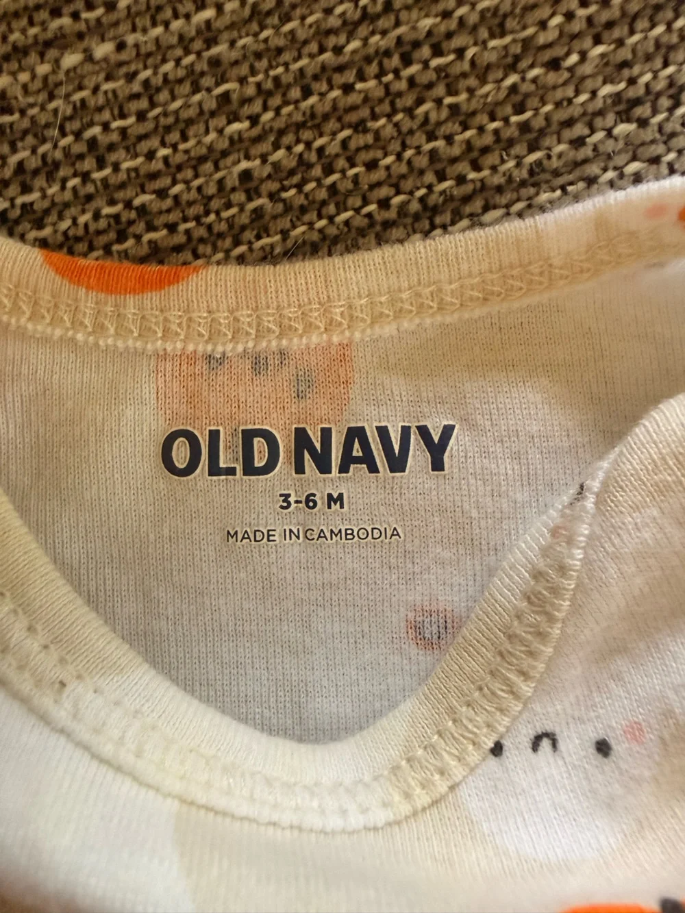 Old Navy White Baby Onesie with Orange Pumpkin Print